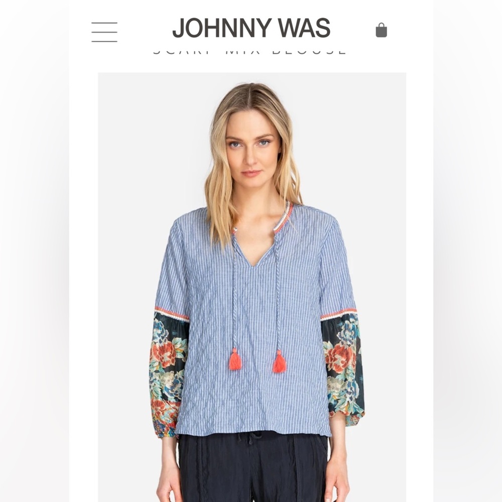 JOHNNY WAS SCARF MIX BLOUSE